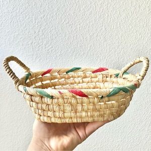 Vintage woven basket with handles
